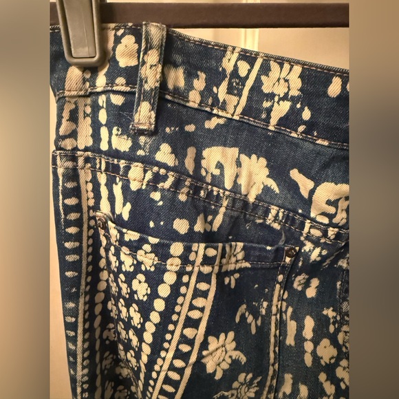 Free People Indigo and White Patterned Flare Jeans - Picture 13 of 16